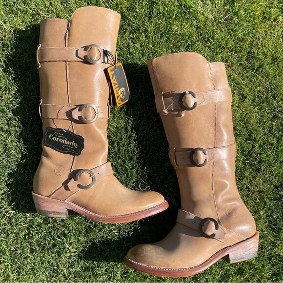 Ariat Alta Tan 3 Buckle Leather Riding Boots NWT Size 6.5 - Picture 2 of 12
